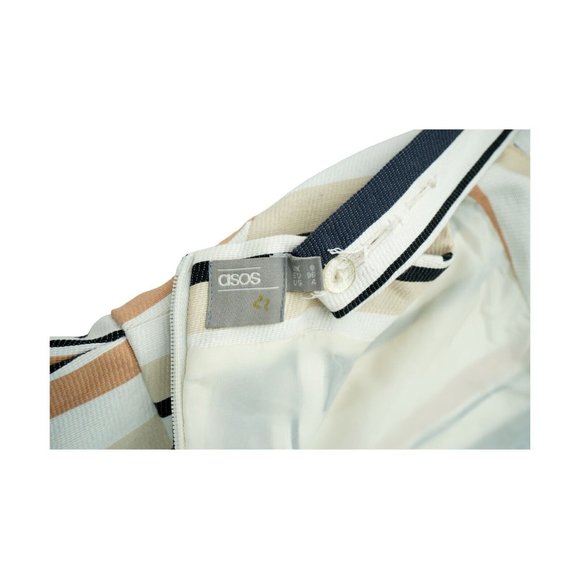 ASOS Navy, Brown, Beige & White Stripe Pinny Jumpsuit In Stripe‎ Size 4 - Picture 12 of 12